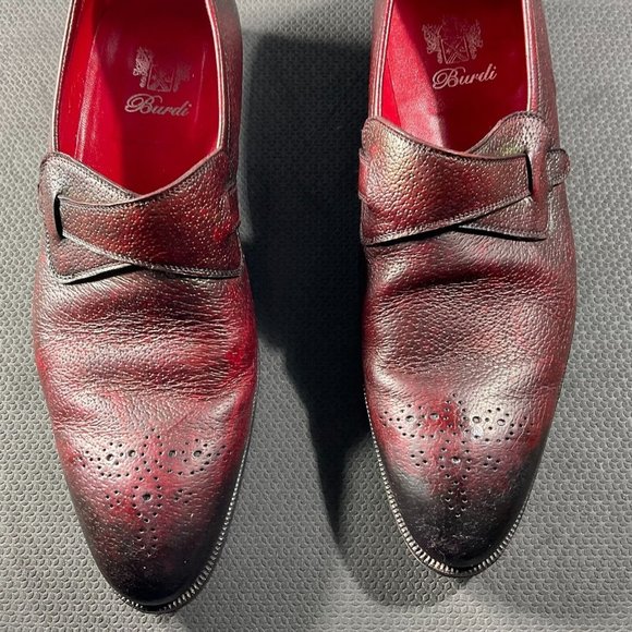 Burdi Black Red Leather Dress Classic Casual Shoes Loafers Mens Size 11